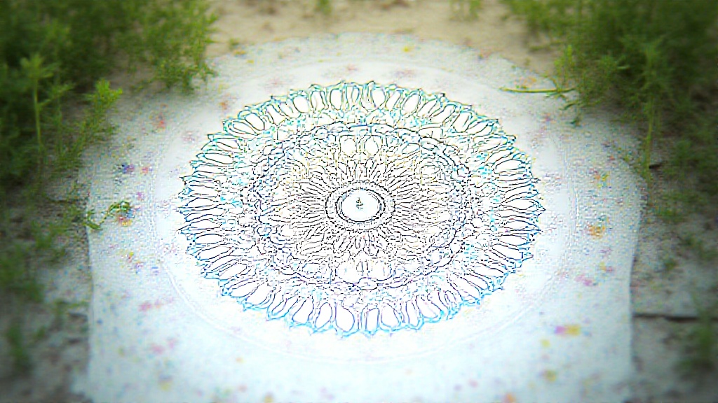 A colorful, intricate mandala coloring book page next to colored pencils, surrounded by calming soft light and plants.